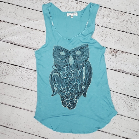 Oxford Circus Tank Top Owl Blue Size Sm - Picture 1 of 7